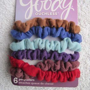 6 Goody Ouchless No Metal Elastic Ponytailer Hair Bands Soft Jersey Fabric Pony